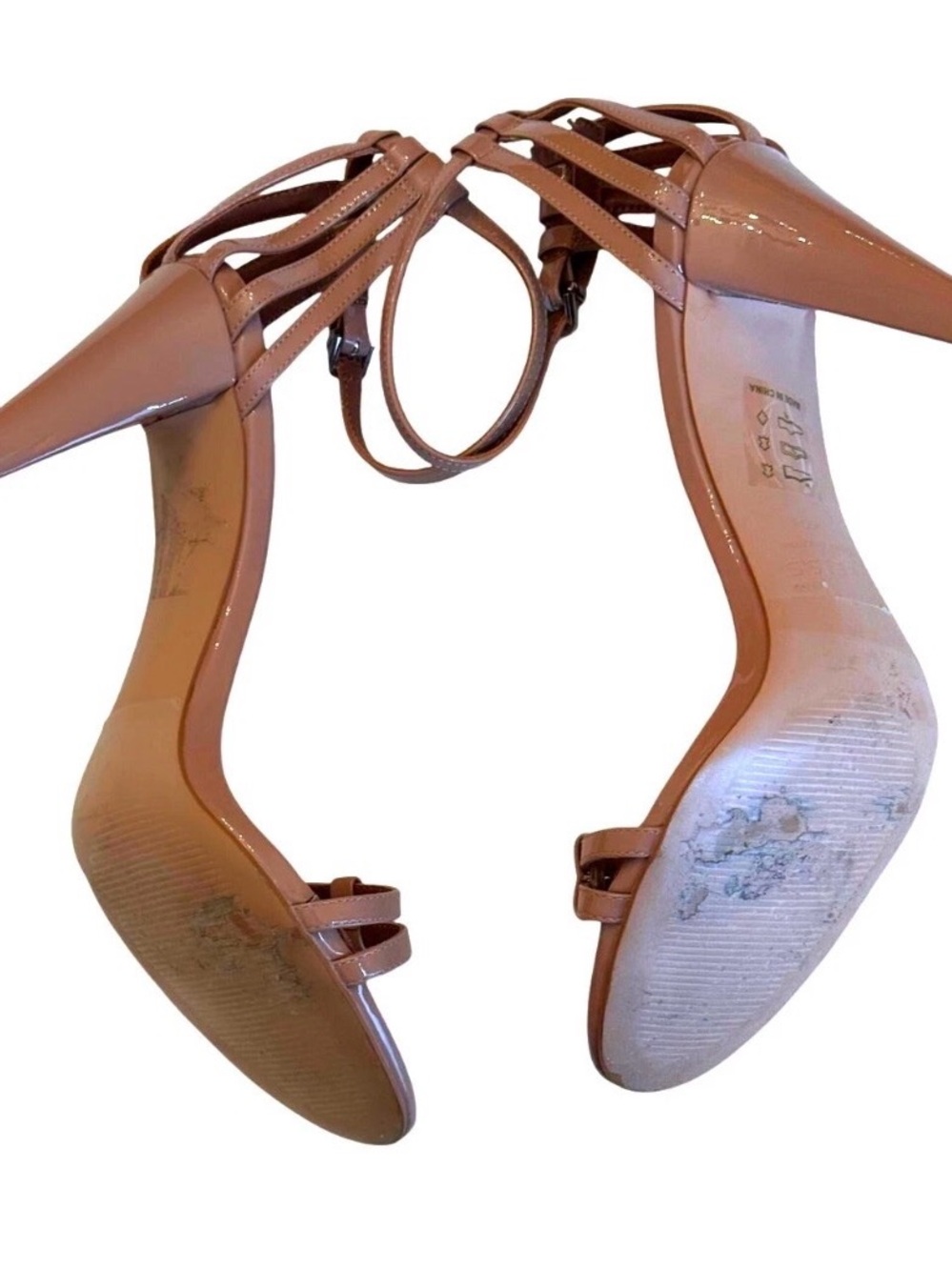Reiss Patent Leather Strappy Heeled Sandals in Brown Sz 40 US 9.5 - Picture 5 of 11